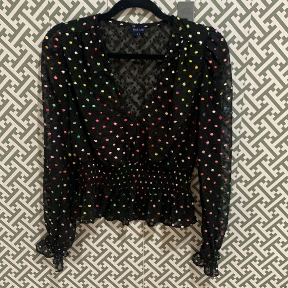 BLUE LIFE confetti silk top